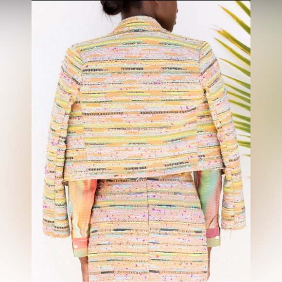 Bright Multicolor Tweed Beach Jacket Size 8 - Picture 9 of 11